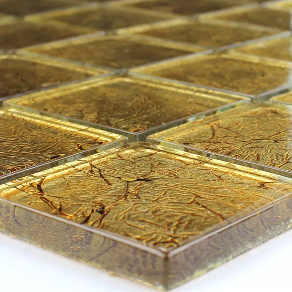 Glasmosaik Fliser 48x48x8mm Guld Metal Glasmosaik Fliser 48x48x8mm Guld Metal