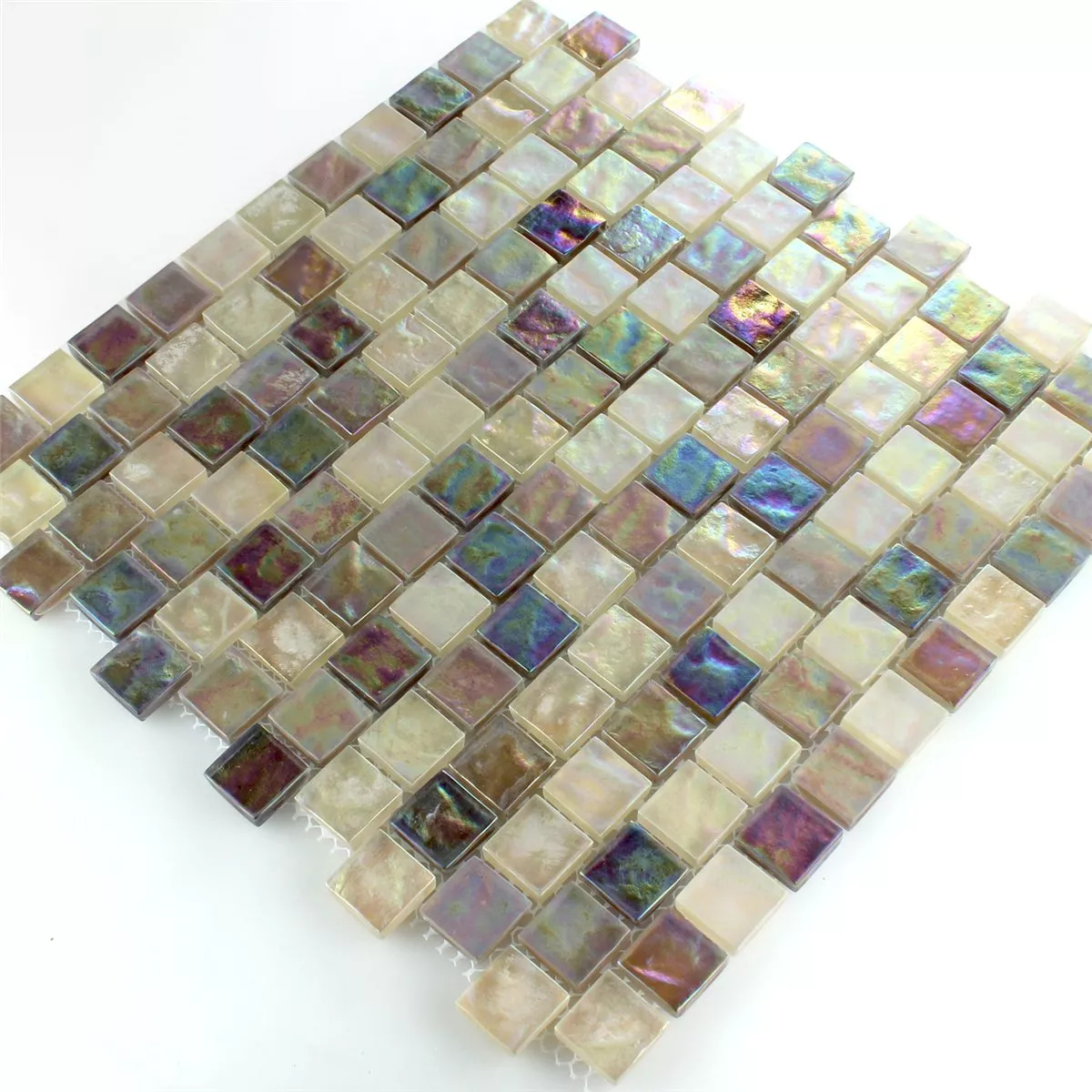 Prøve Mosaik Fliser Glas Nacre Effekt Creme