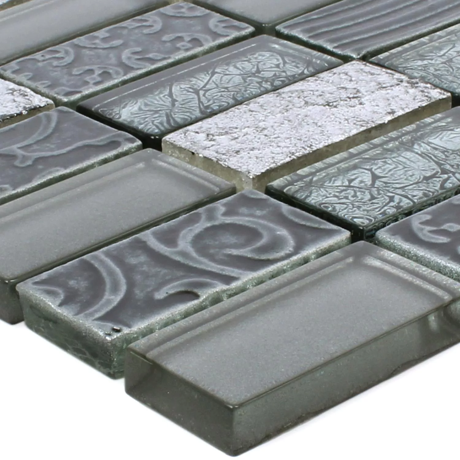Mosaik Fliser Glas Natursten Piroshka Sølv