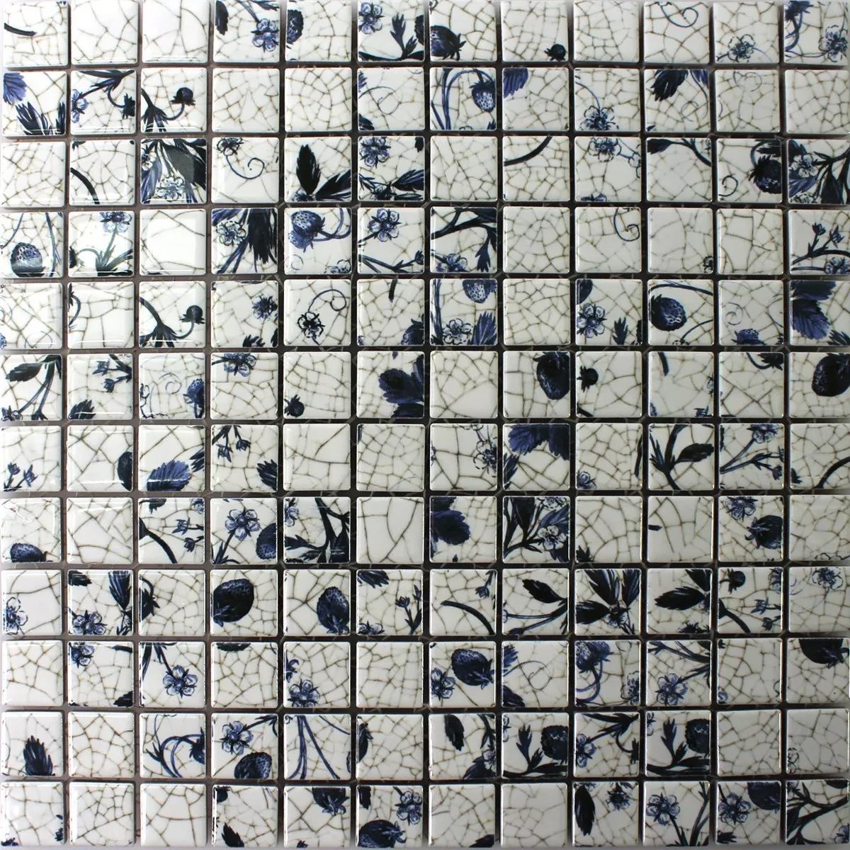 Prøve Mosaik Fliser Keramik Strawberry Hvid Blå
