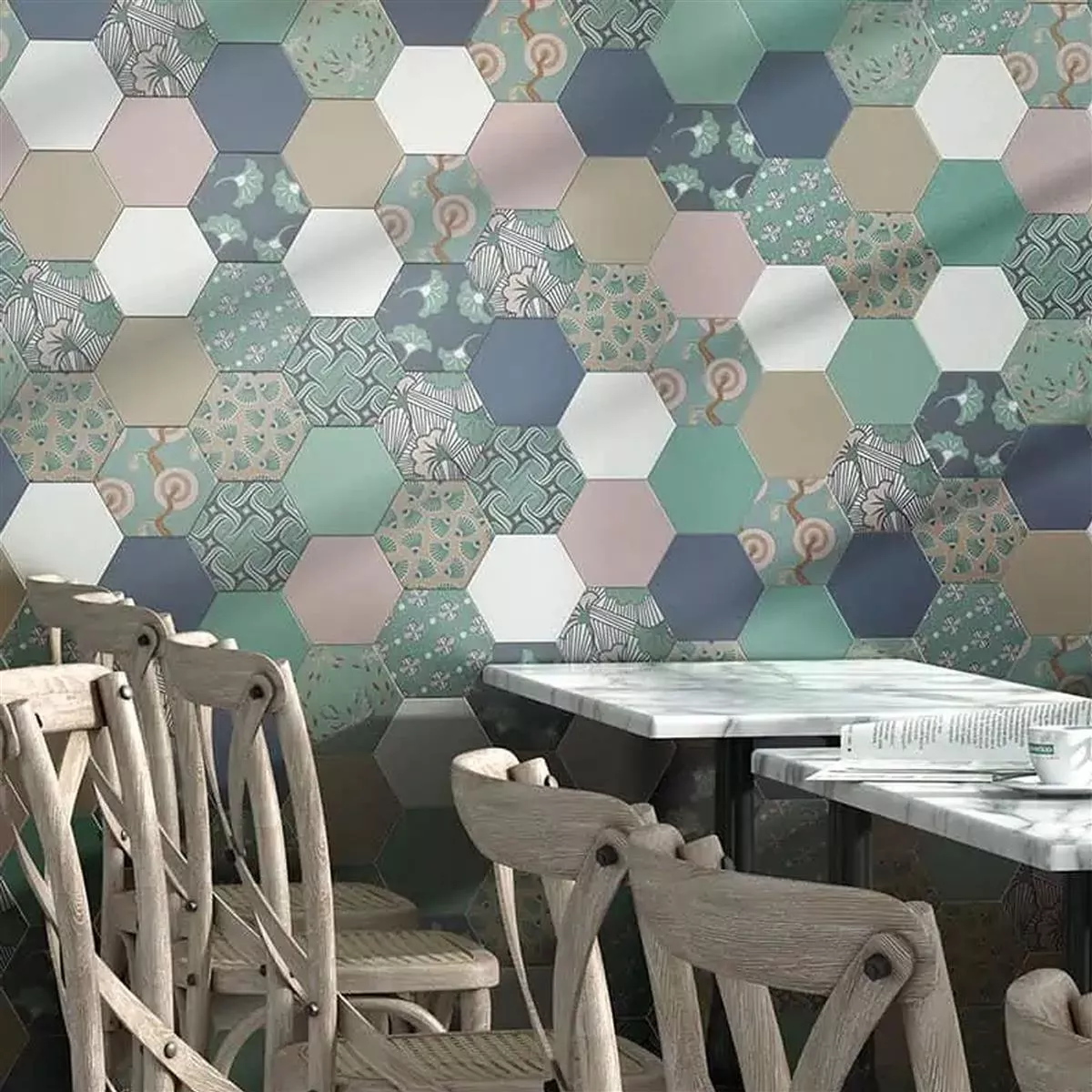 Porcellanato Fliser Modena Hexagon Uni Hvid Hexagon