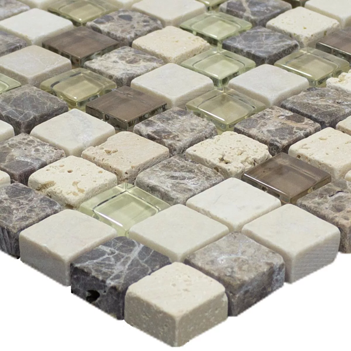 Glas Natursten Mosaik Harbin Brun Beige