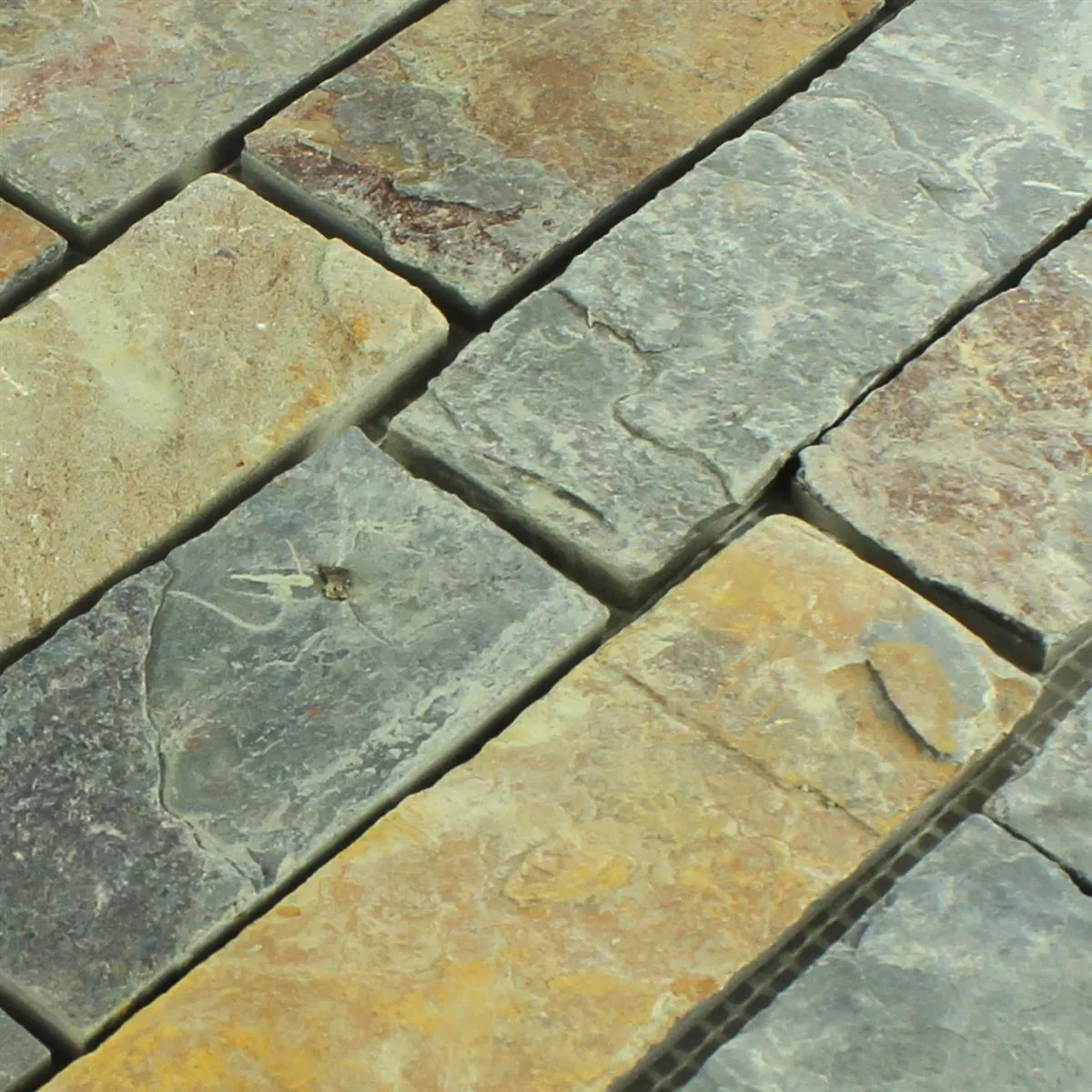 Prøve Mosaik Fliser Skifer Rost Brun Brick