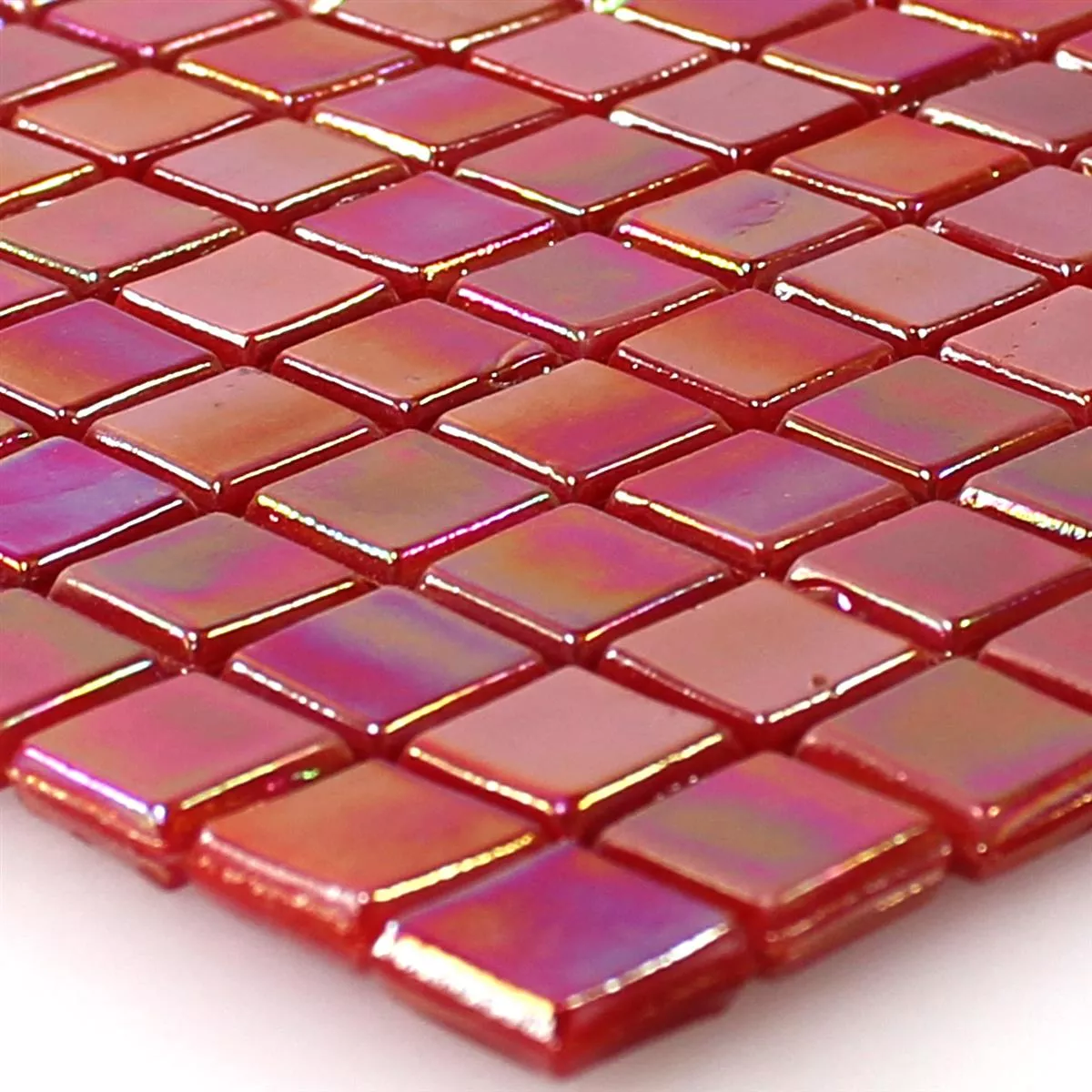 Glasmosaik Fliser Nacre Effekt Rød