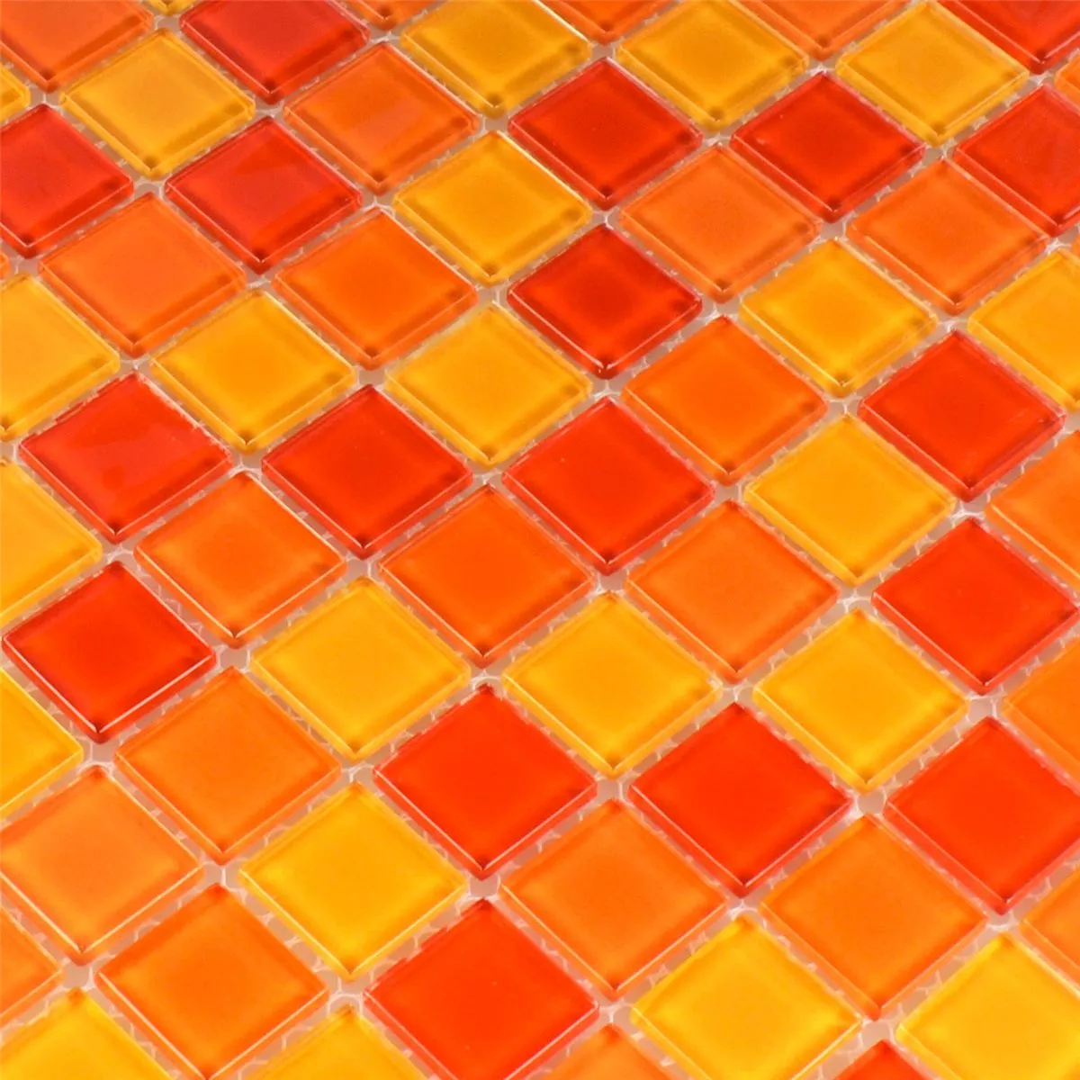 Glasmosaik Fliser Rød Appelsin Gul 25x25x4mm