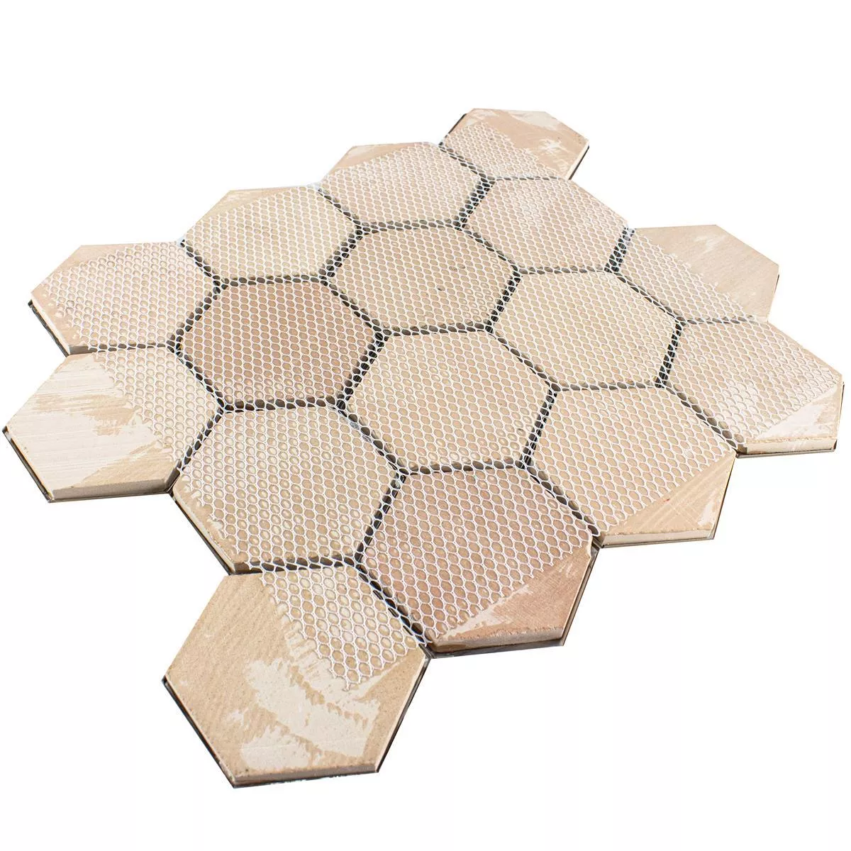 Prøve Rustfrit Stål Mosaik Fliser Durango Hexagon 3D Brun