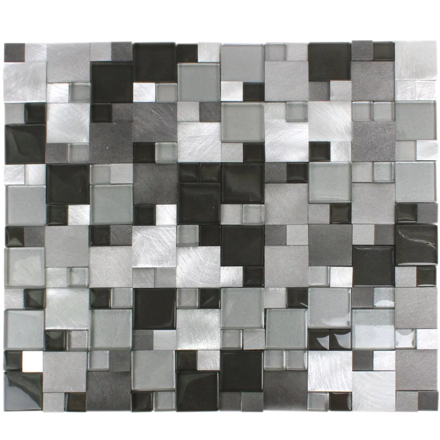 Mosaik Fliser Glas Aluminium Condor 3D Sort Mix