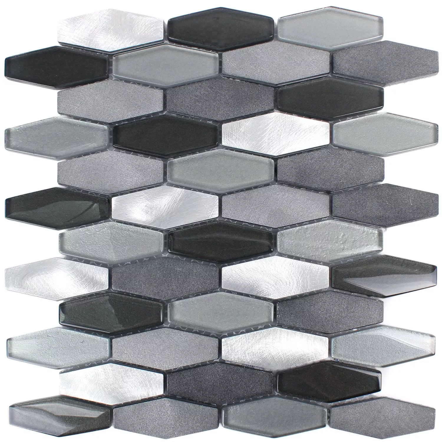 Mosaik Fliser Hexagon Lupo Sort Sølv