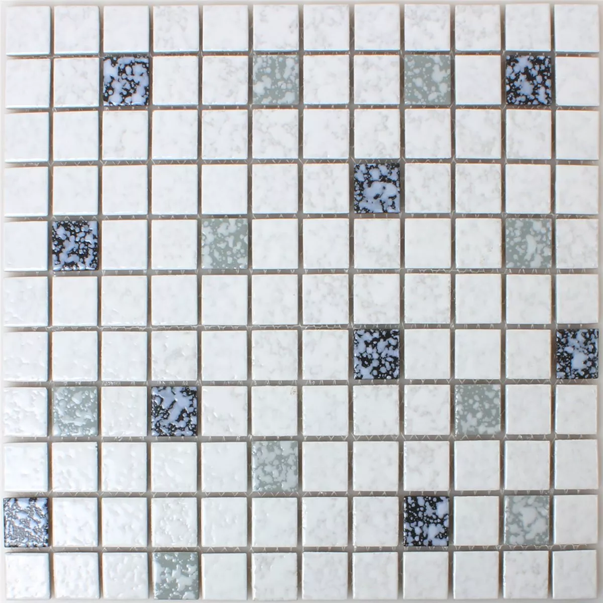 Mosaik Fliser Keramik Hvid Sort Tumlede
