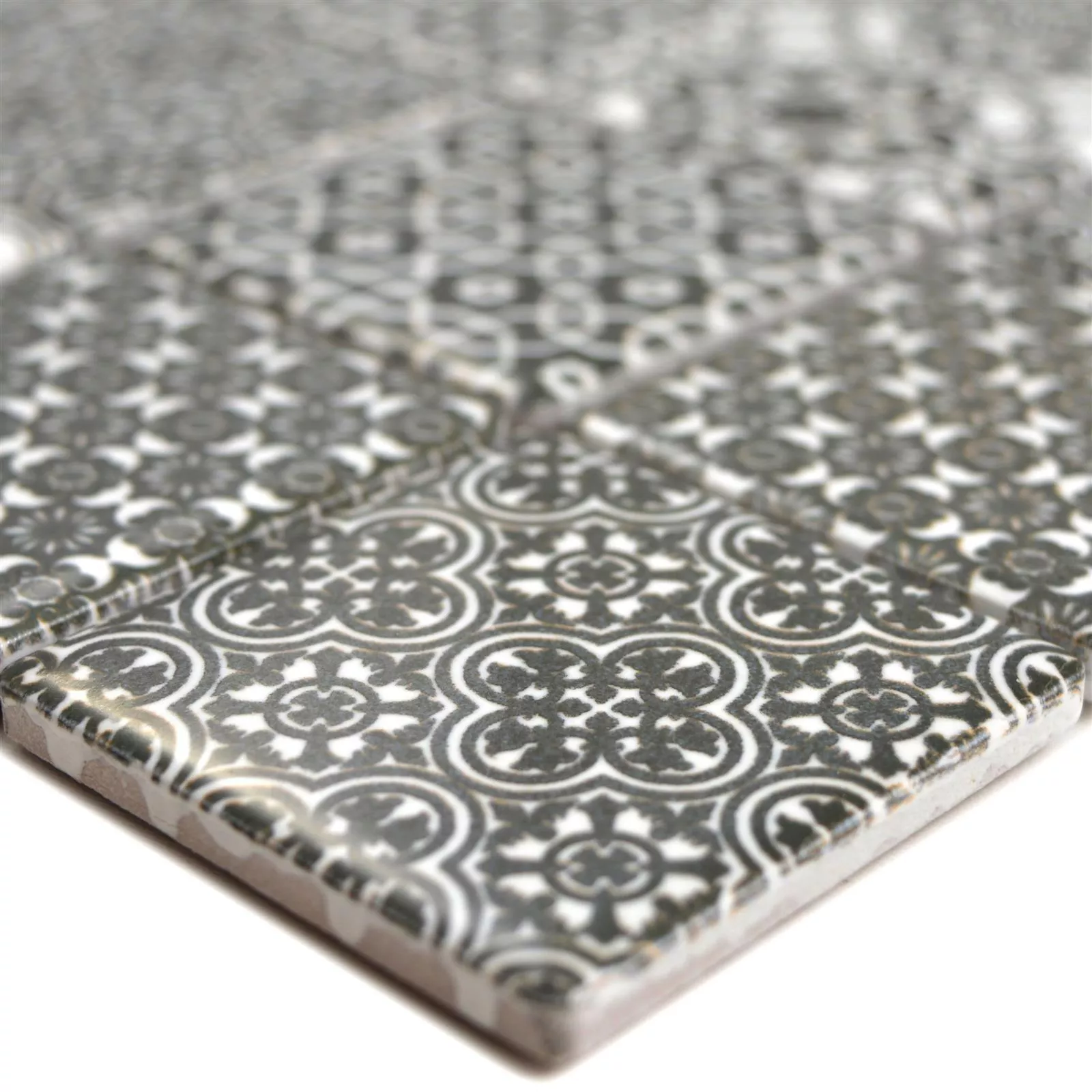 Keramik Mosaik Fliser Daymion Retro Optik Firkant 47 Sort