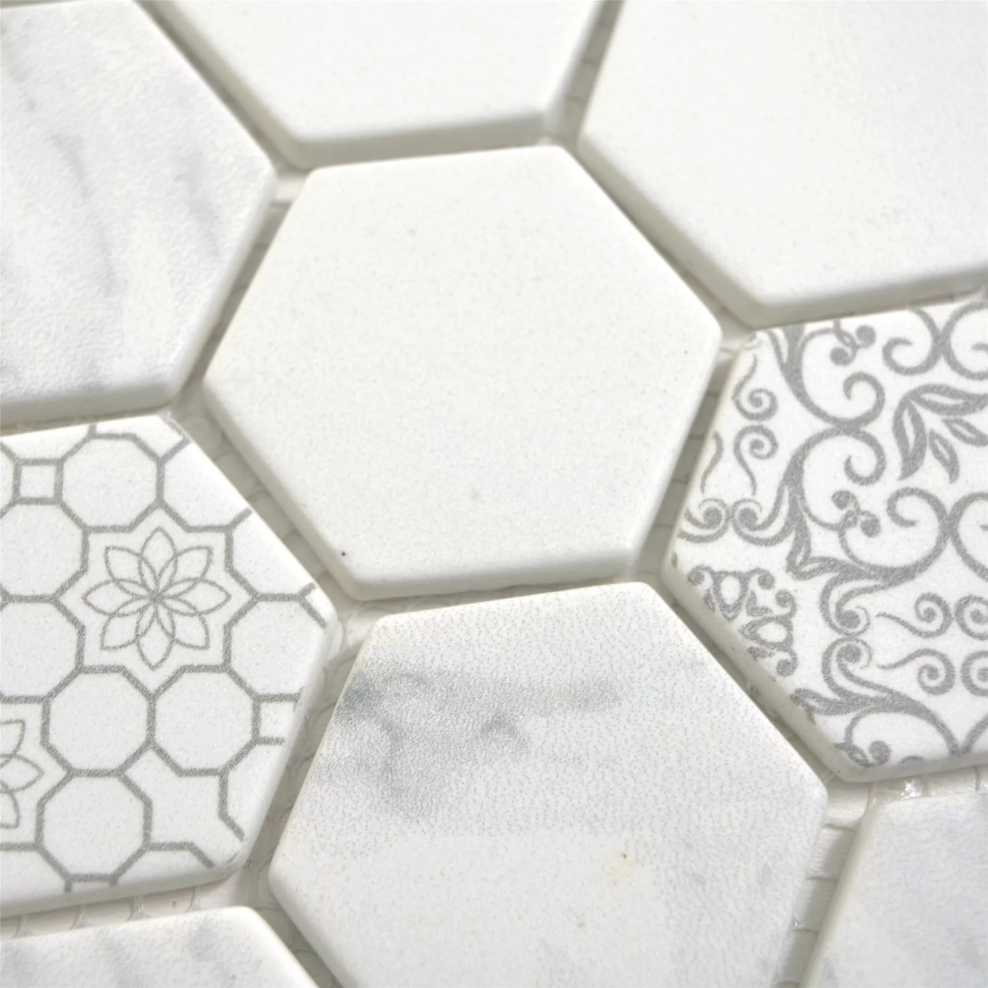 Prøve Glasmosaik Fliser Acapella Carrara Hexagon