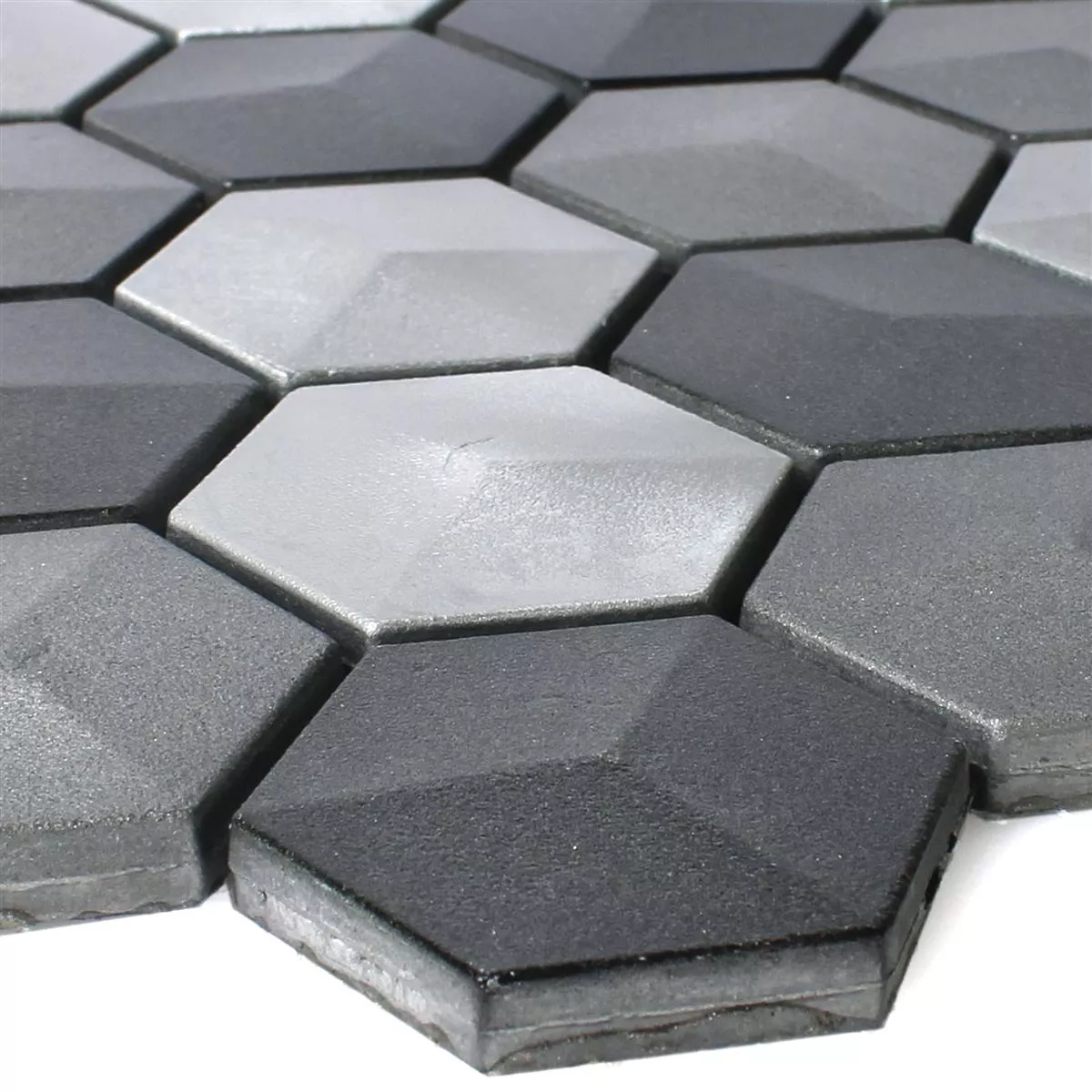 Mosaik Fliser Hexagon Kandilo Sort Sølv
