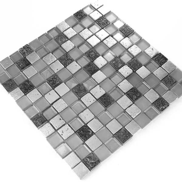 Glas Kalksten Mosaik Fliser Marmor Miami Hvid