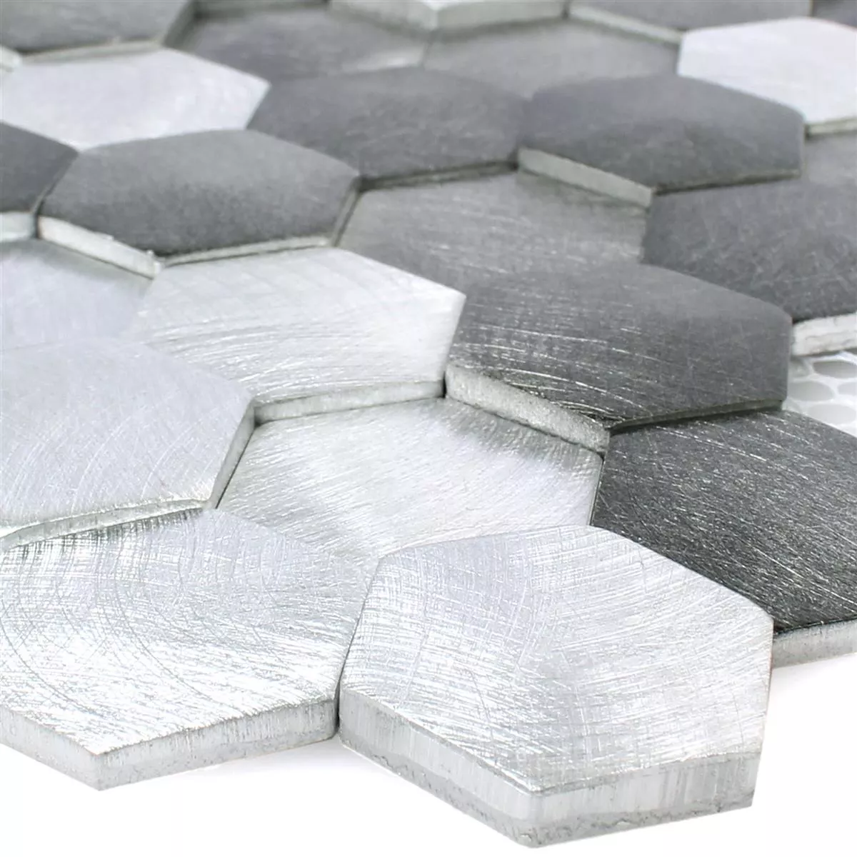 Prøve Mosaik Fliser Sindos Hexagon 3D Sort Sølv