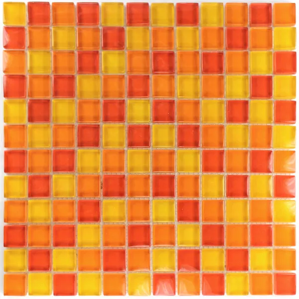 Prøve Glasmosaik Fliser Gul Appelsin Rød 