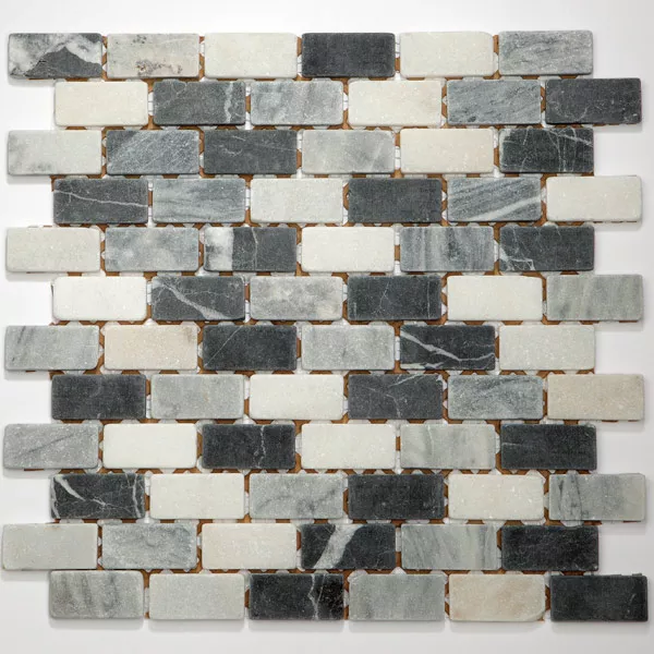 Mosaik Fliser Marmor 23x48x8mm Sort Mix