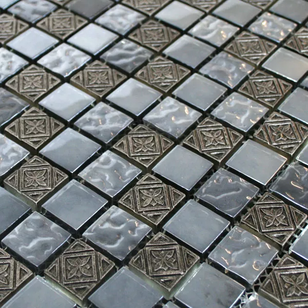 Glas Marmor Effekt Mosaik Fliser Sølv Sail