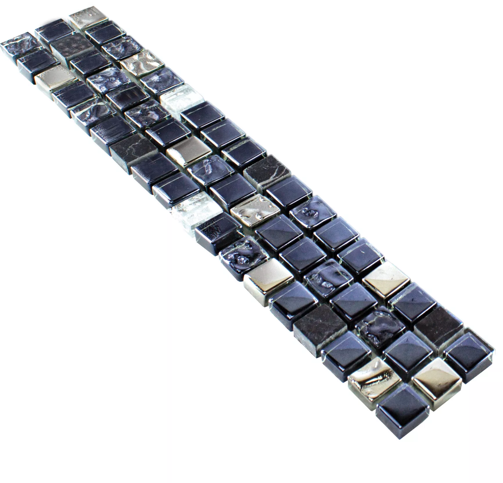 Glas Natursten Bordure Marco Sort Sølv Glas Natursten Bordure Marco Sort Sølv