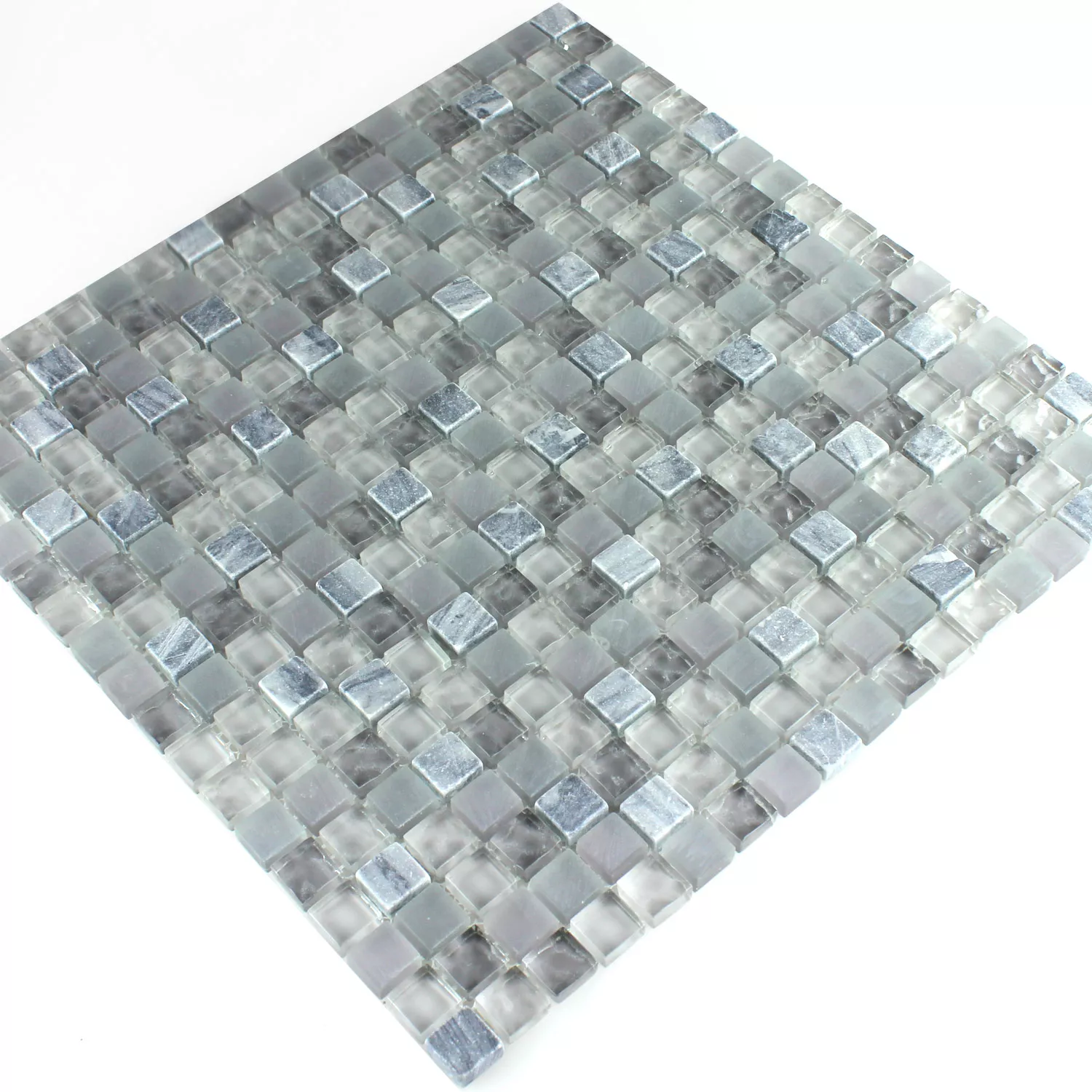 Prøve Mosaik Fliser Glas Marmor Morkgra 