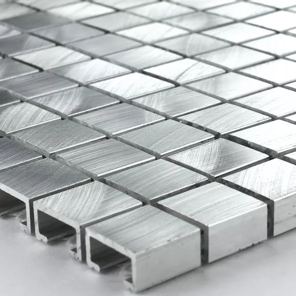 Aluminium Mosaik Fliser Mono Sølv 15x15x8mm