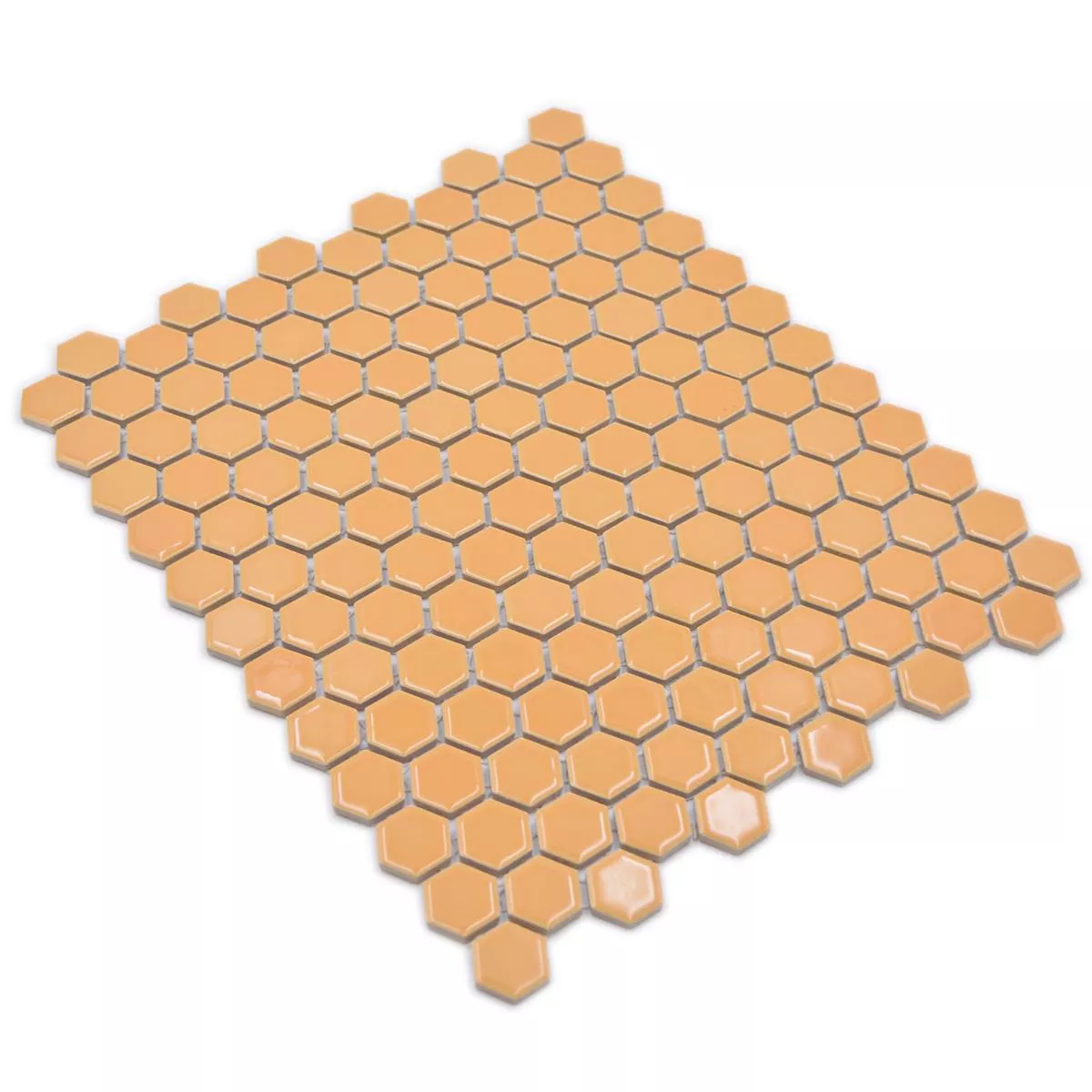 Prøve fra Keramikmosaik Salomon Hexagon Okker Appelsin H23