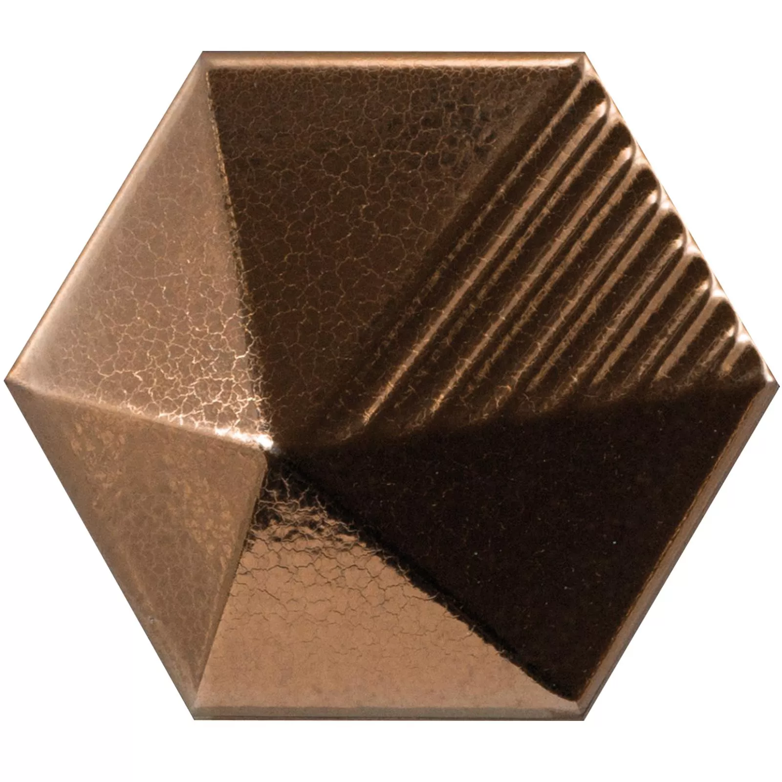 Vægfliser Rockford 3D Hexagon 12,4x10,7cm Kobber