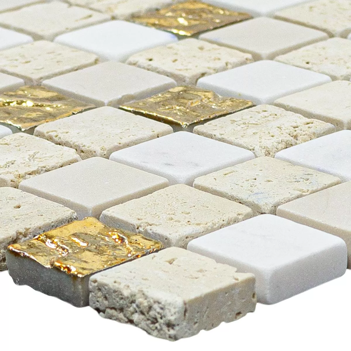 Marmor Natursten Mosaik Fliser Limonello Guld Creme