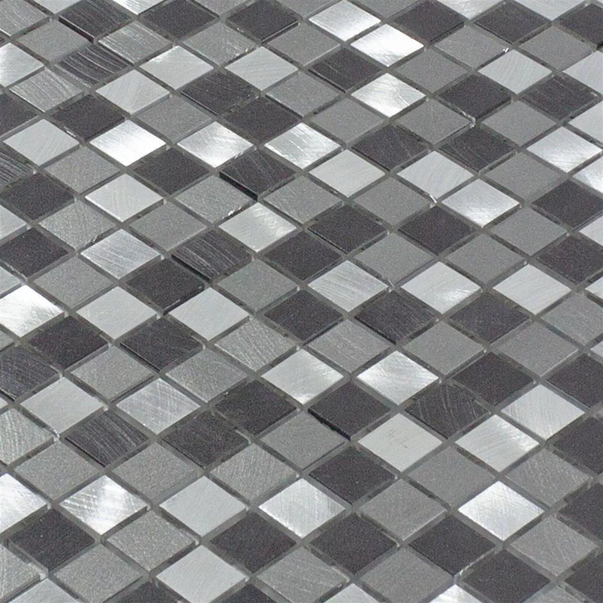 Aluminium Metal Mosaik Fliser Montezuma Gra Sølv Mix