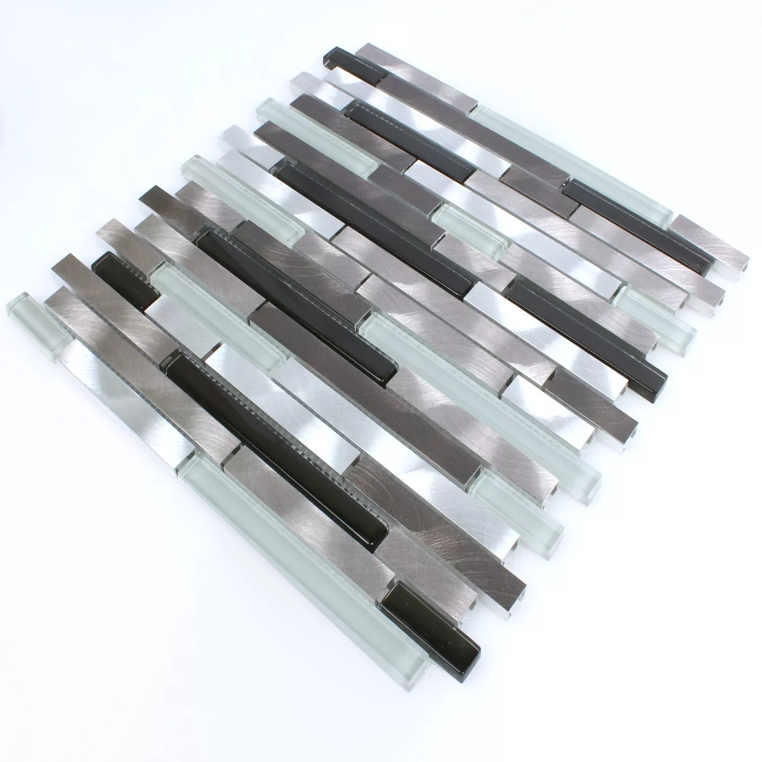 Aluminium Mosaik Fliser Glas Brun Sort Hvid Sølv