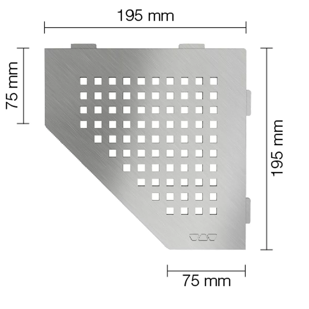 Væghylde brusehylde Schlüter 5eck 19,5x19,5cm firkantet sølv