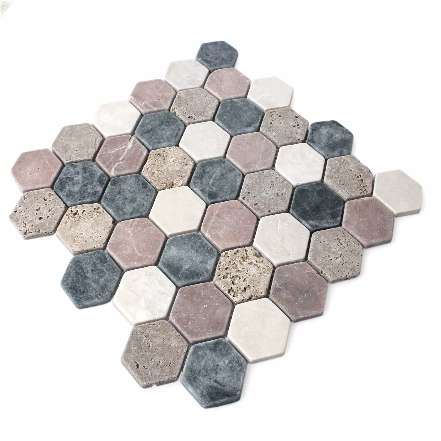Prøve Mosaik Fliser Marmor Tarsus Hexagon Farverige