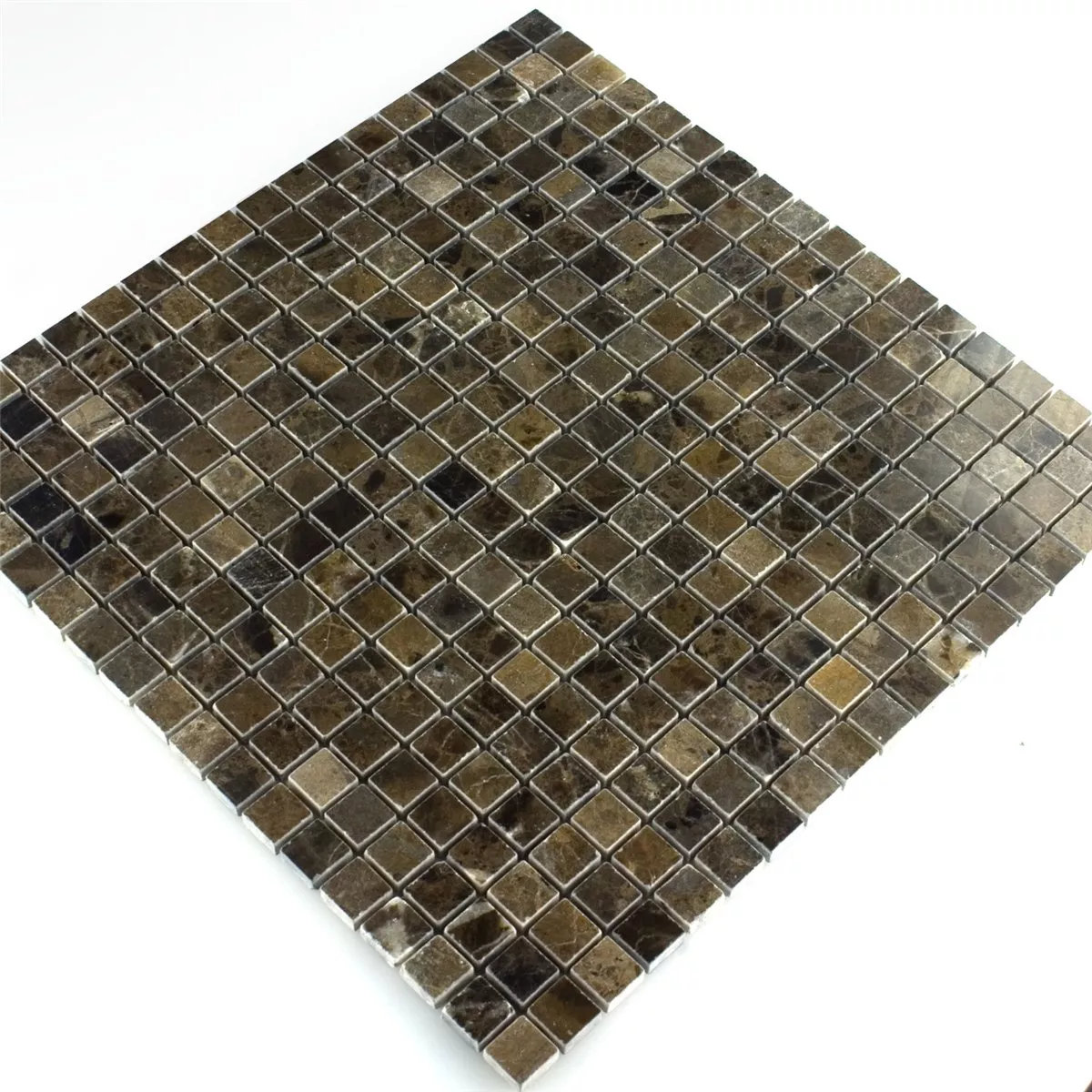 Prøve Mosaik Fliser Marmor Brun Poleret 
