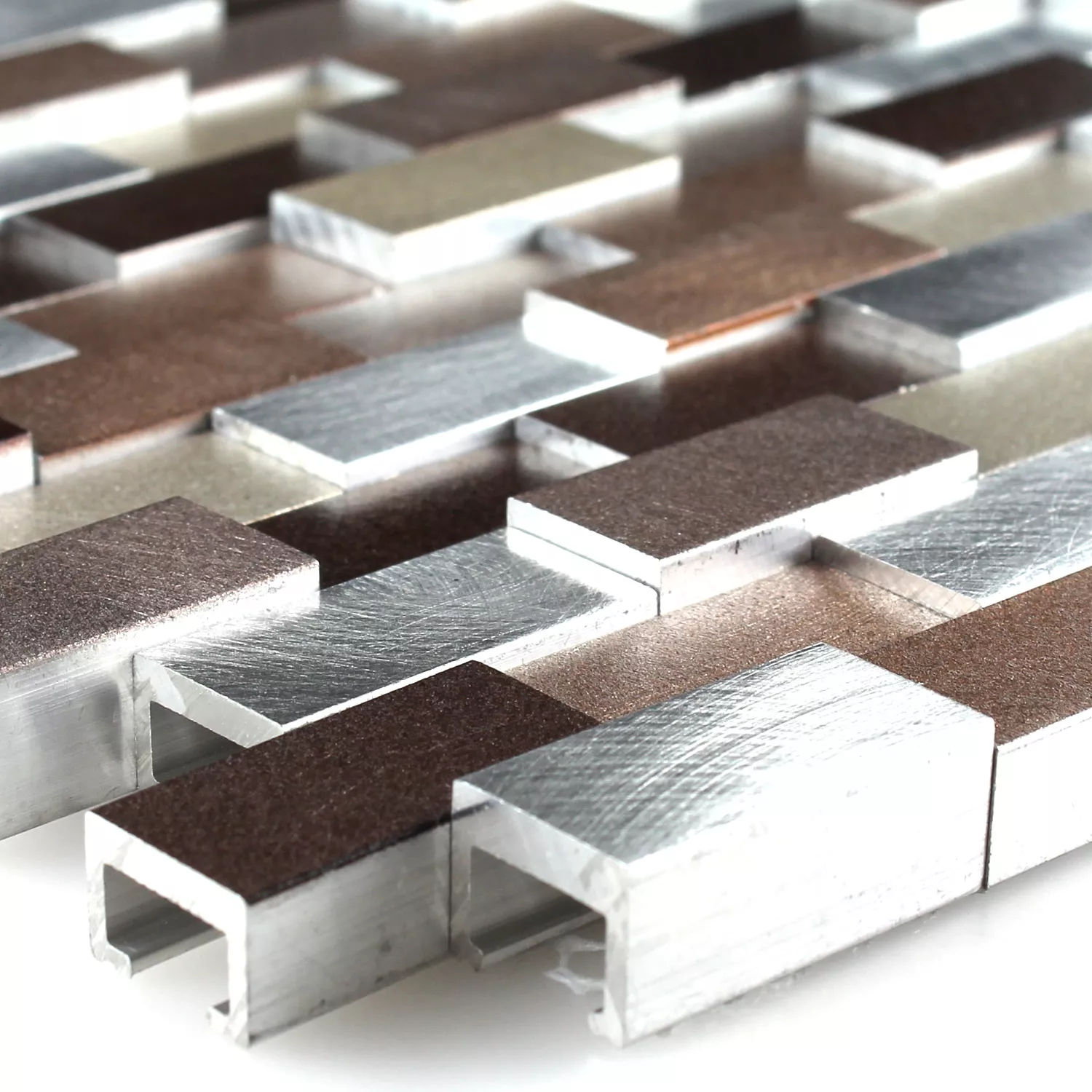 Aluminium Metal 3D Mosaik Fliser Kobber Brun