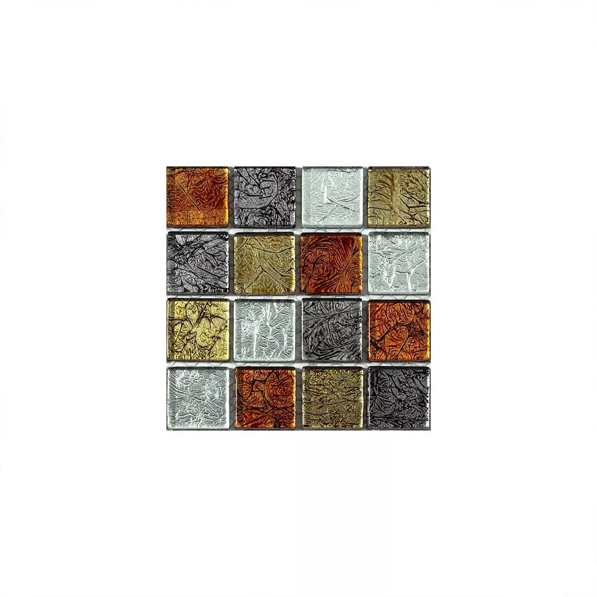 Prøve Mosaik Fliser Glas Bonnie Krystal Struktur Guld Sølv Rød
