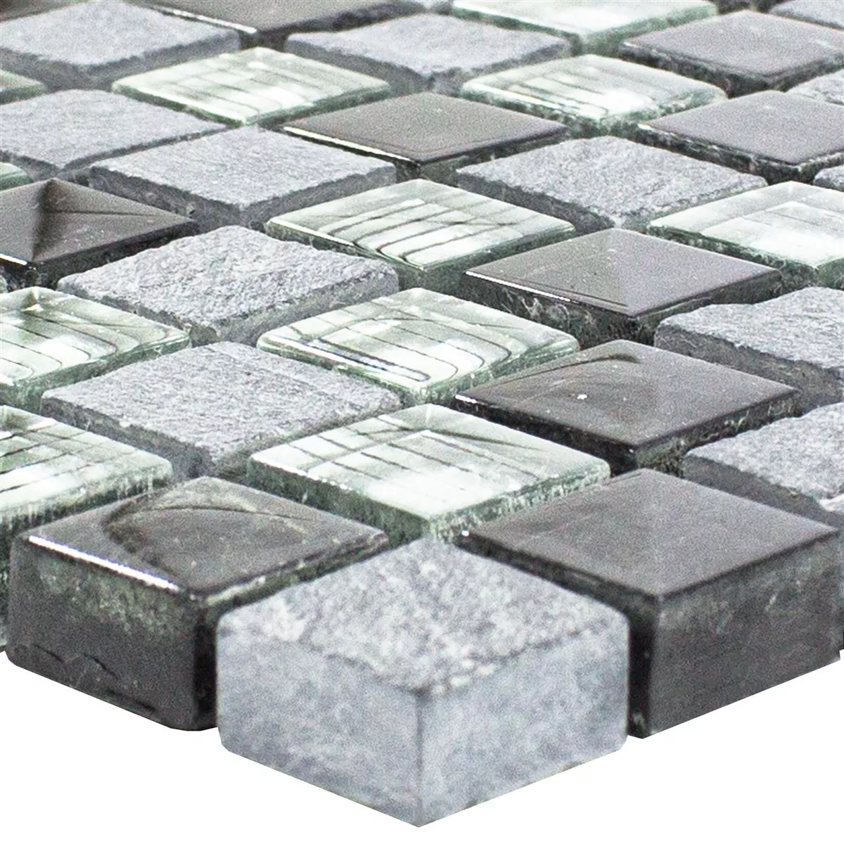 Prøve Mosaik Fliser Glas Natursten Lincoln Gra Sølv