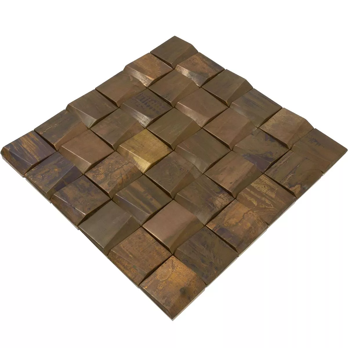 Metal Kobber Mosaik Fliser Copperfield 3D 48x48mm