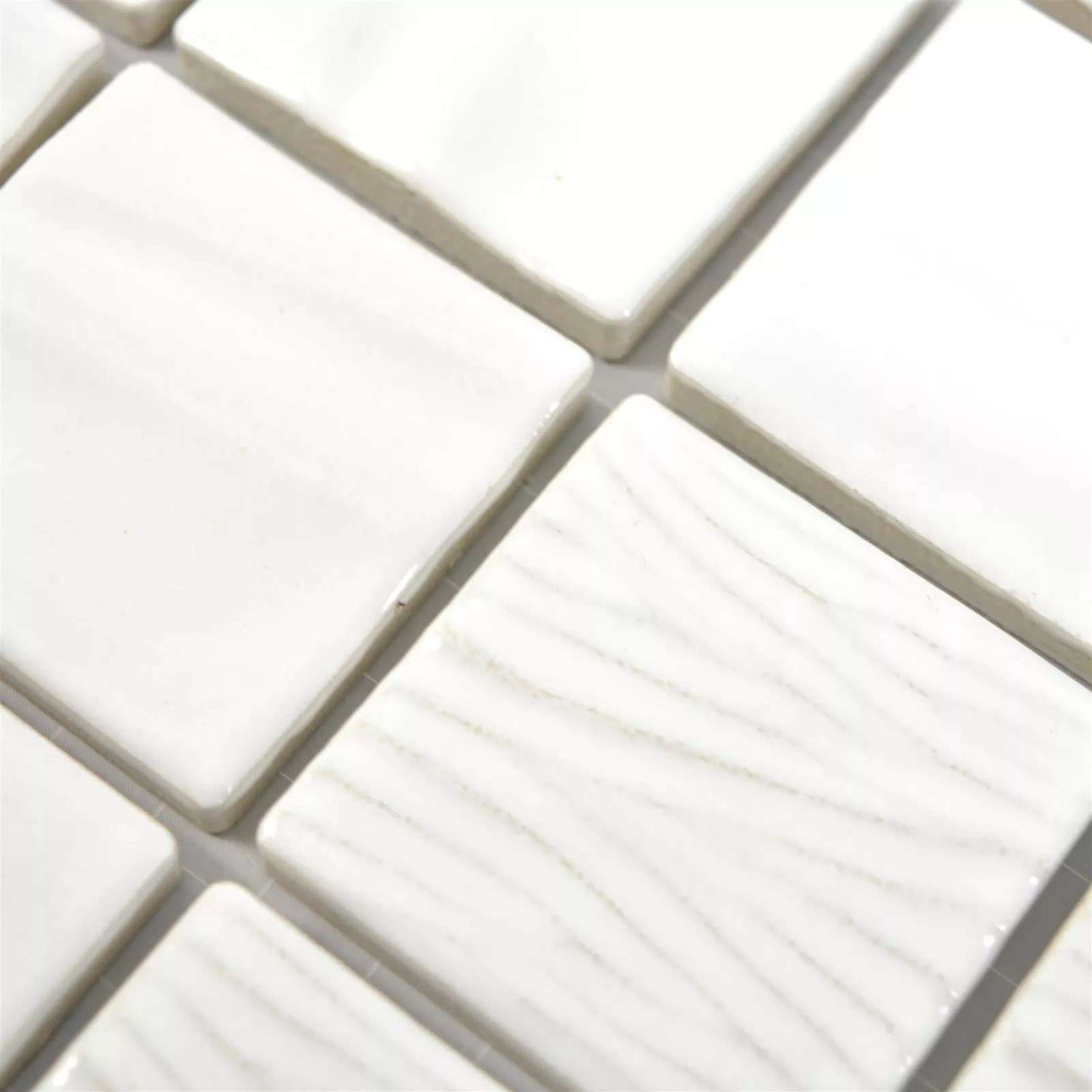 Prøve Keramikmosaik Fliser Rokoko 3D Elegance Hvid