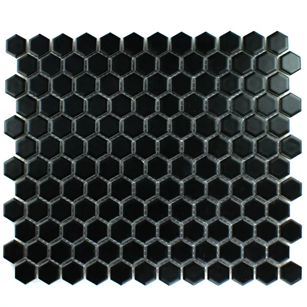 Prøve Mosaik Fliser Keramik Hexagon Sort Måtte H23