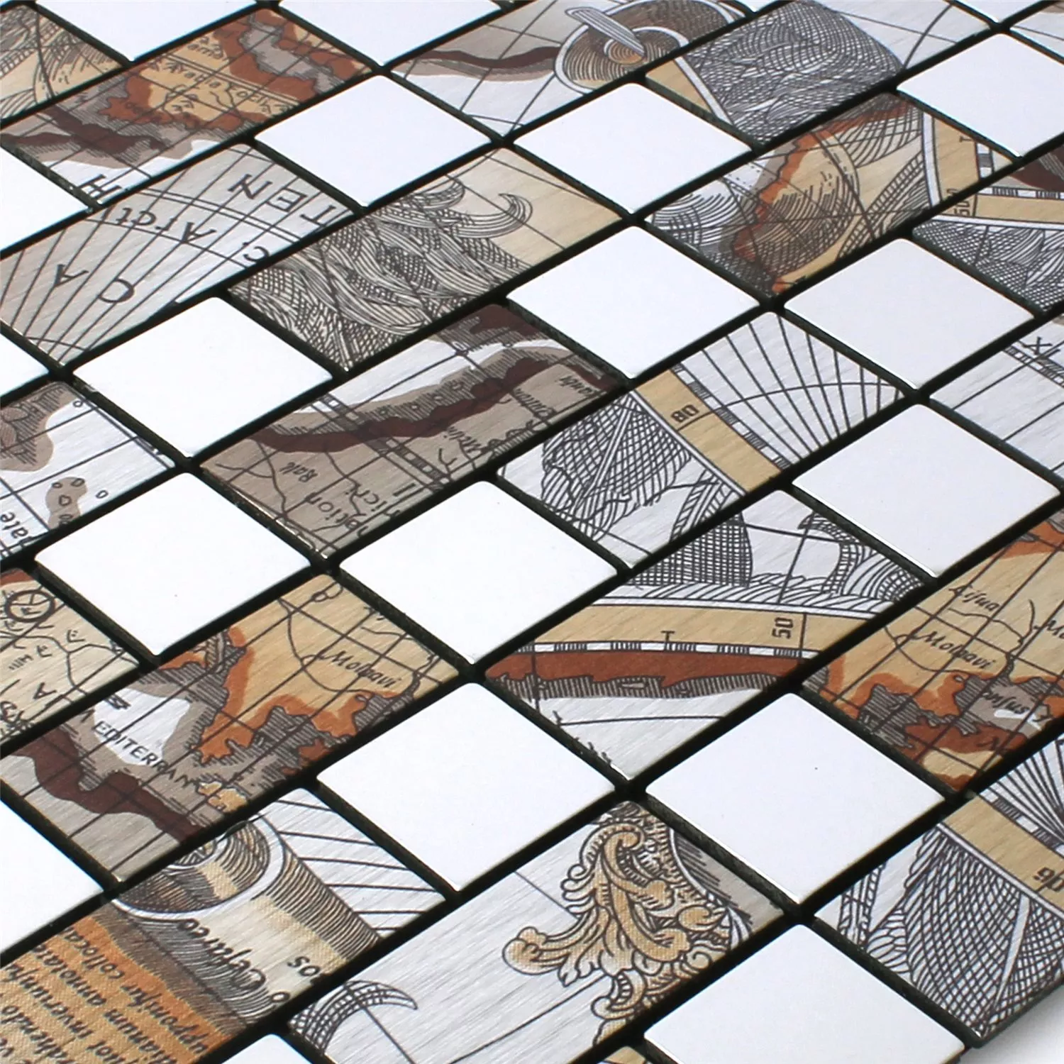 Prøve Mosaik Fliser Metall Selvklæbende Pinta Sølv Rektangel