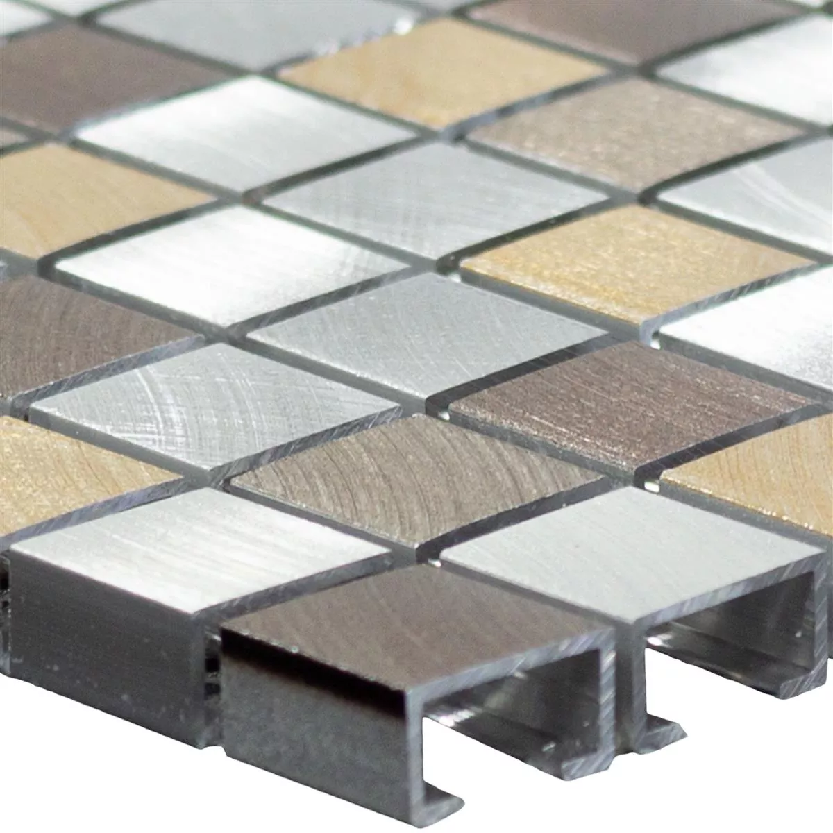 Aluminium Metal Mosaik Fliser Techvisto Brun Sølv