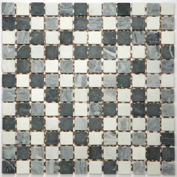 Mosaik Fliser Marmor Sort Mix 23x23x8mm