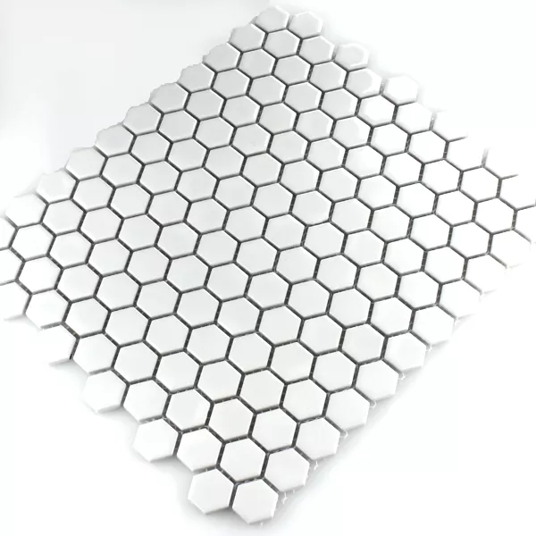 Mosaik Fliser Keramik Hexagon Hvid Måtte H23