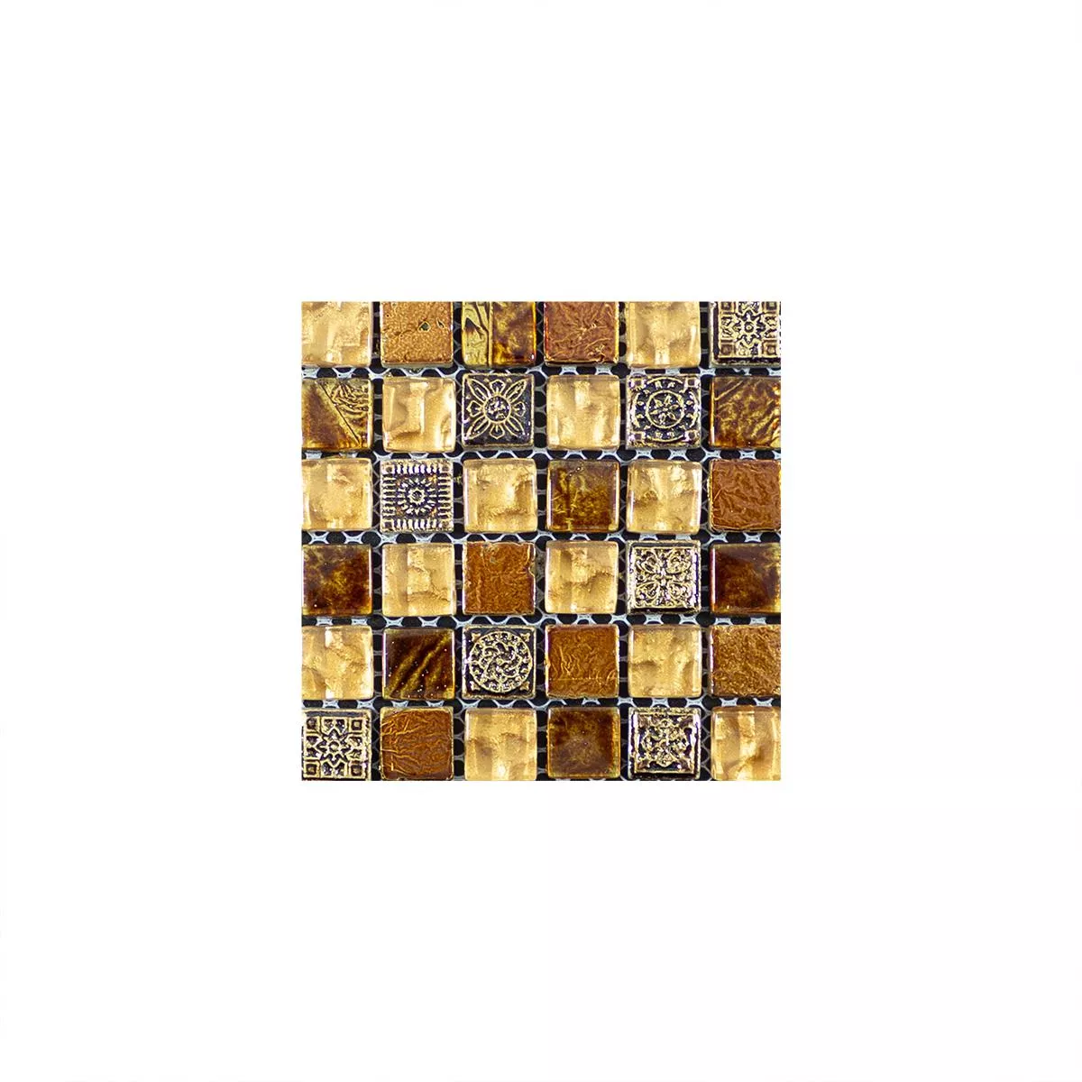 Prøve Glas Marmor Mosaik Fliser Majestic Brun Guld