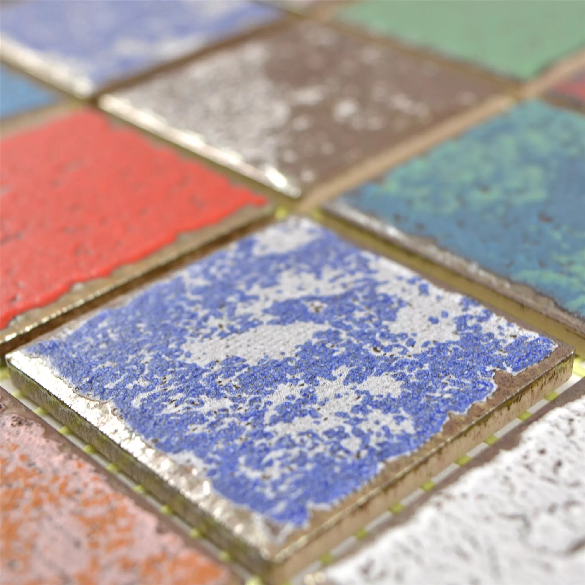 Prøve Keramik Mosaik Fliser Oriente Retro Optik Farverige