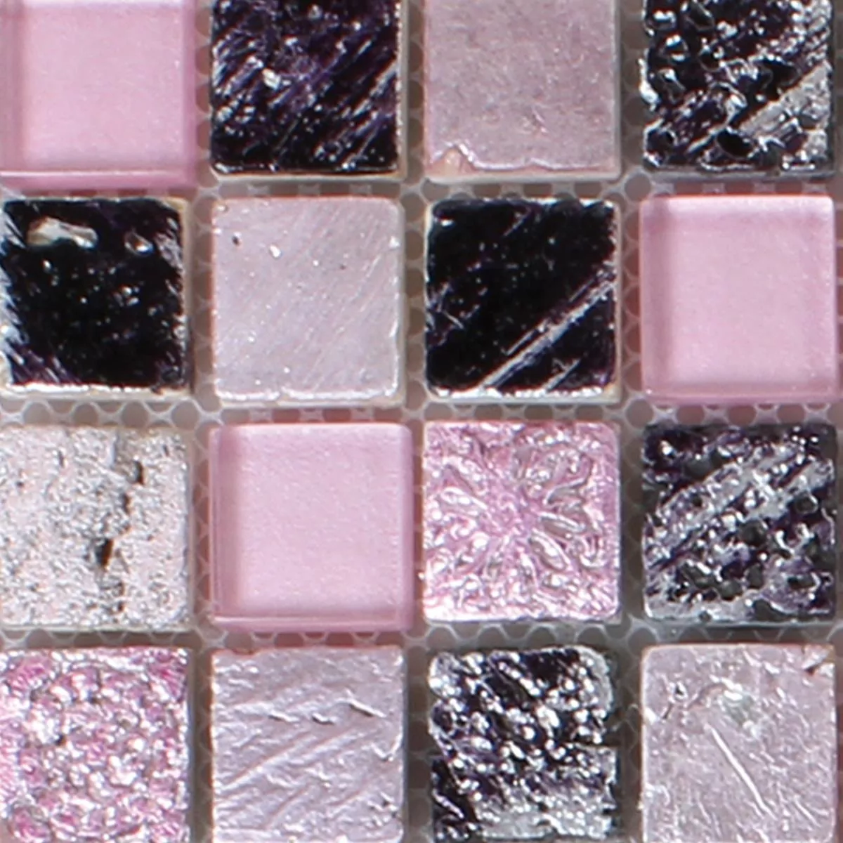 Prøve Glas Natursten Resin Mosaik Pink Mix