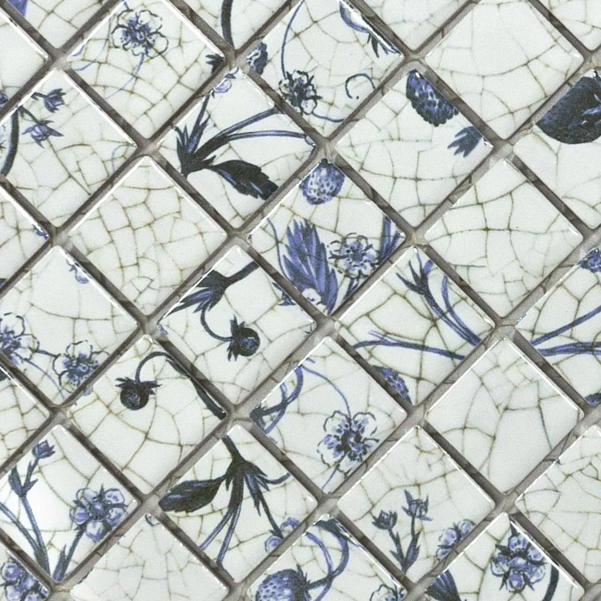 Keramik Mosaik Fliser Isabella Hvid Blå