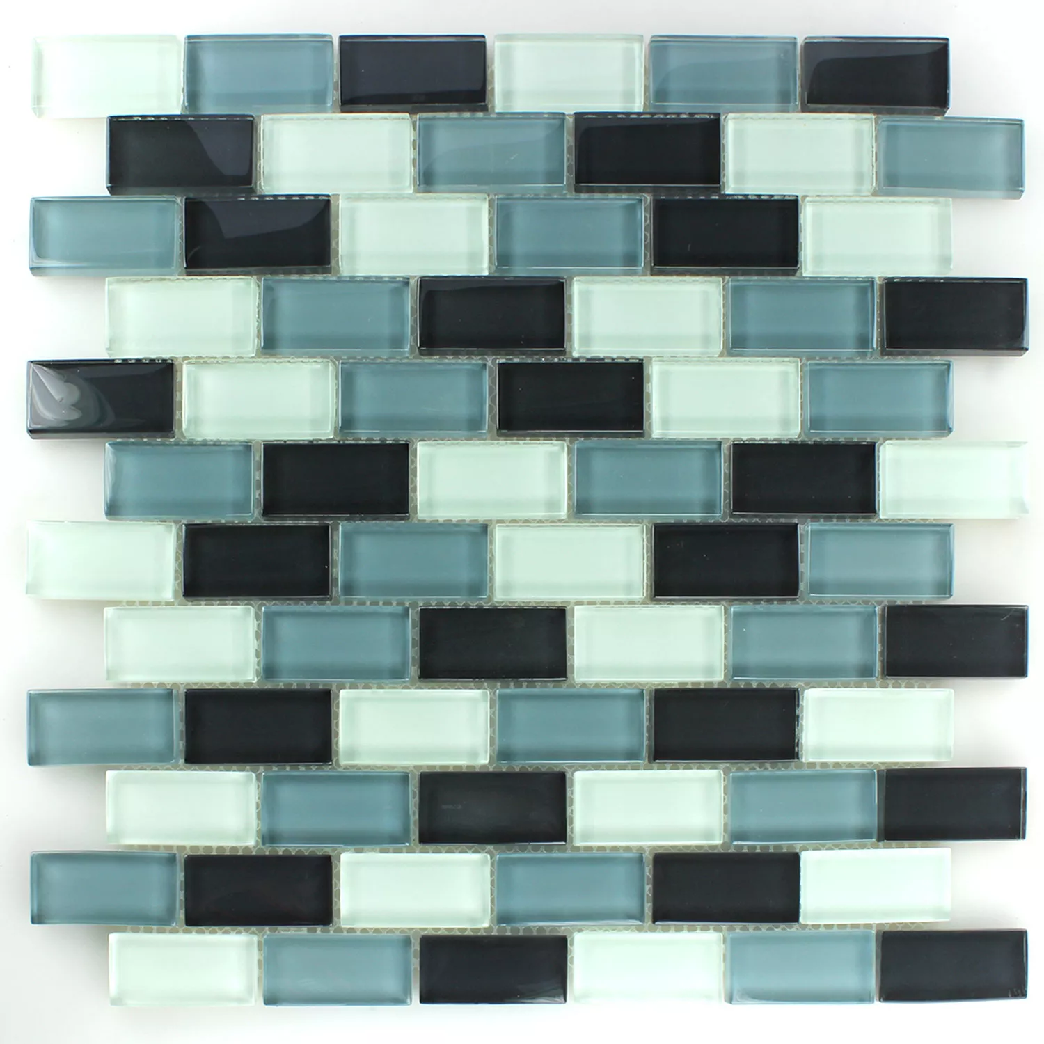 Mosaik Fliser Glas Krystal Brick Gra Mix