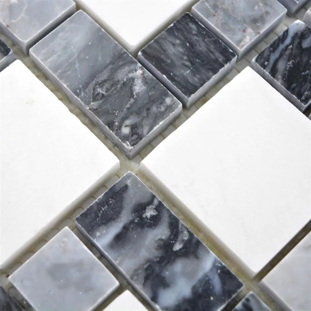Marmor Natursten Mosaik Fliser Cordoba Sort Gra Hvid