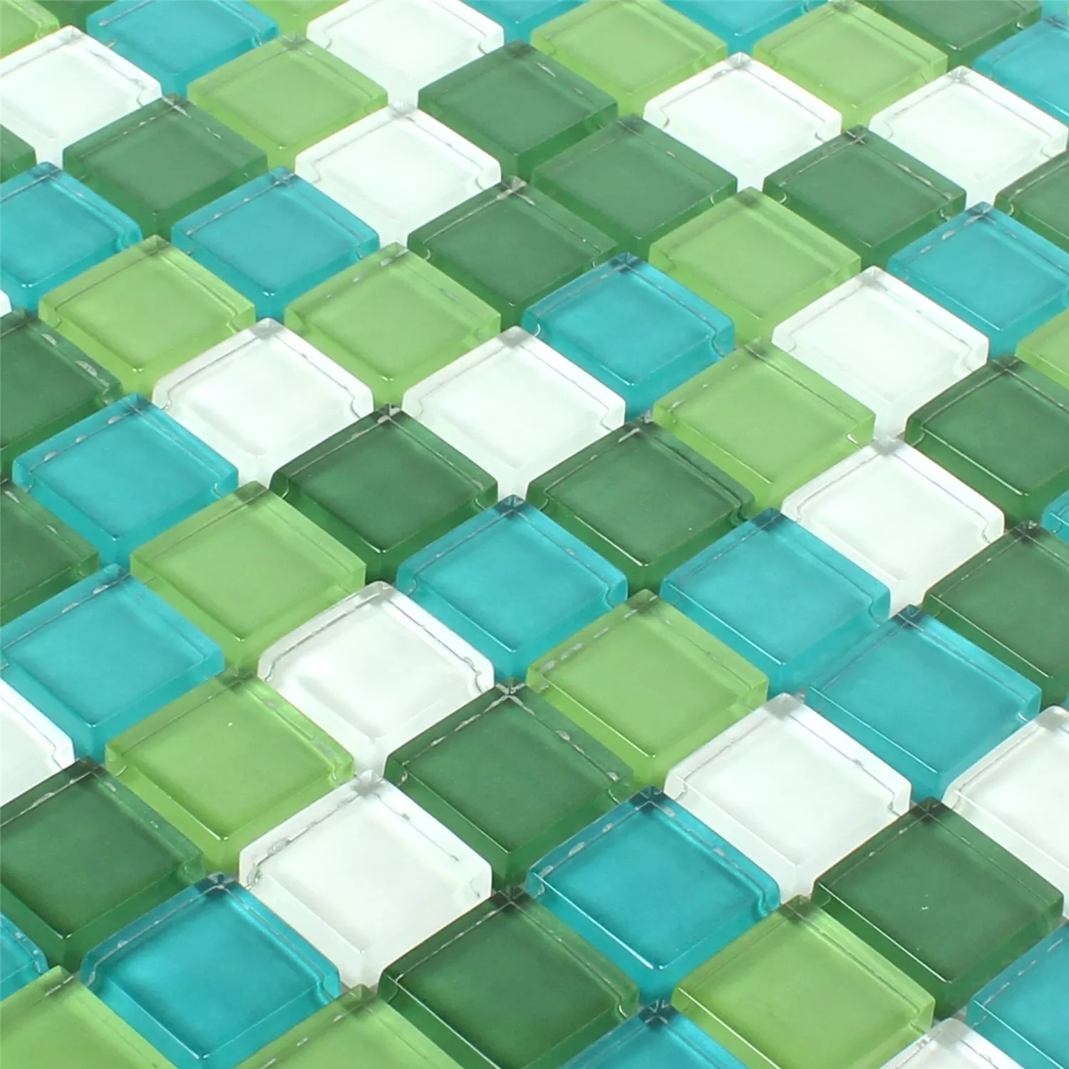 Prøve Mosaik Fliser Glas Palmas Grøn Hvid