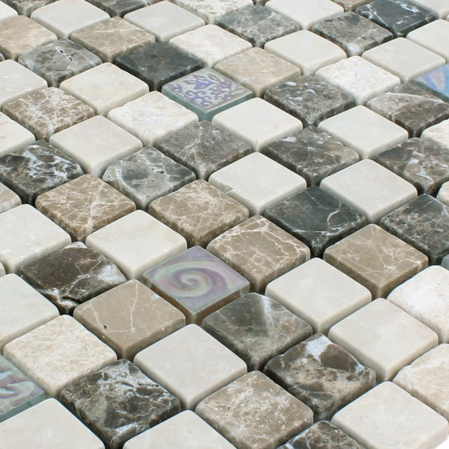 Prøve Mosaik Fliser Relief Marmor Java Glas Mix Beige